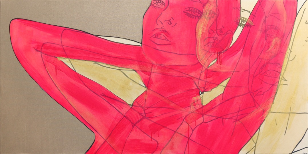 Hilary Bond: Untitled (Pink and Gold Tie) image 1