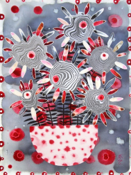 Krisanne Souter: Flower Arrangement in Red Spotted Glazed Pot