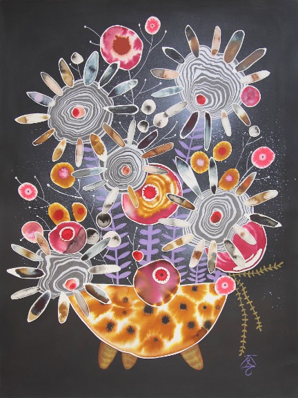 Krisanne Souter: Flower Arrangement in Ochre Glazed Pot image 1