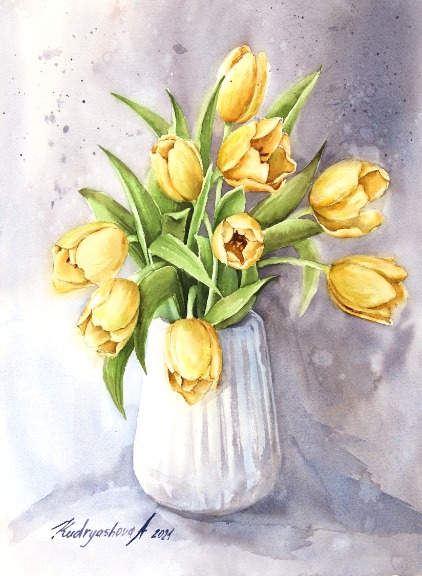 Anna Kudriashova: Bouquet of Yellow Tulips image 1