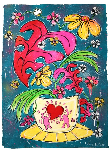 Jonjo Elliott: Haring Pot & a Pink Bloom image 1