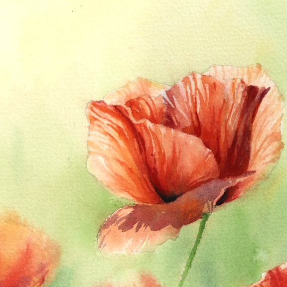 Anna Kudriashova: Poppies With a Green Background image 2