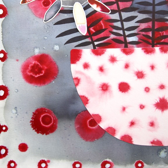 Krisanne Souter: Flower Arrangement in Red Spotted Glazed Pot image 4