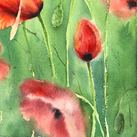 Anna Kudriashova: Poppies With a Green Background image 5