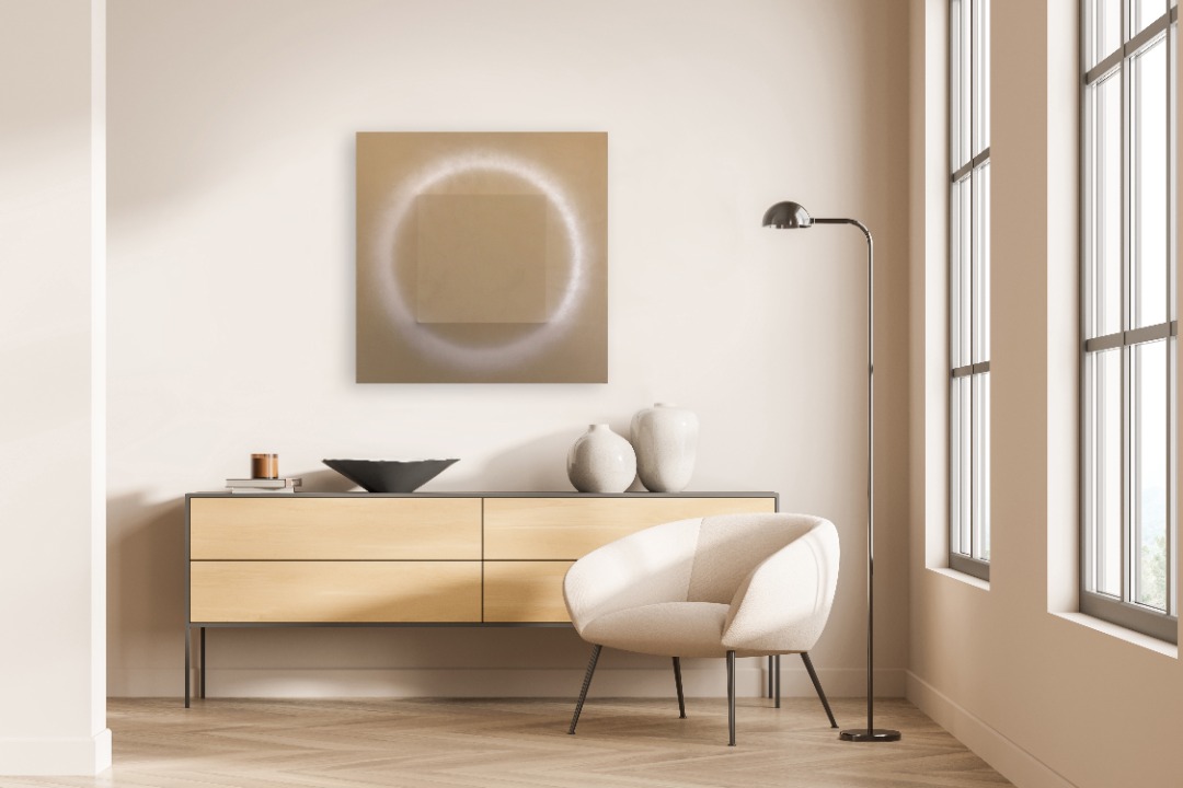 Len Klikunas: Circle Square 2 Beige on Tan image 8