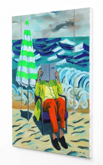 Iqi Qoror: Reading Pose in Front of Three Panels Landscape image 7